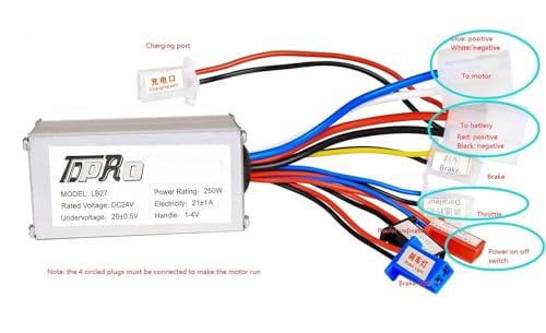 24V 250W Brush Motor Kit with Speed Controller, Throttle Pedal for DIY Electric Bicycle, Scooter, Go Kart, ATV, E-Bike, Drift Trike, Mini Bike, and More