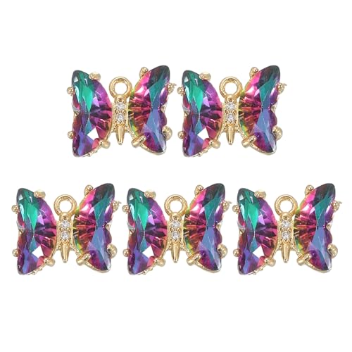 uxcell Crystal Gold Plated Butterfly Charm, Brass Zircon Charm Pendant - color: Multicolor, size: 12x10mm