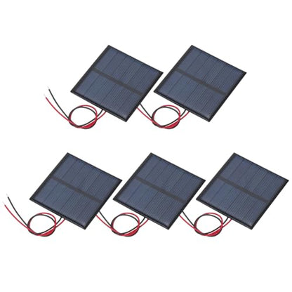 MECCANIXITY 5 Pcs 3V 0.375W 125mA Mini Solar Panels, Small Polycrystalline Solar Cell Panel with 2 Cable for DIY Electric Toy Materials Kits Charger, 52mm x 52mm - style: 3V 0.375W 125mA