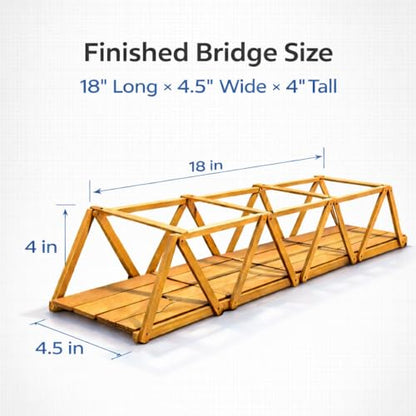 Perfect Stix Wooden Truss Bridge Kit – STEM Bridge Kit Complete with Instructions Made in USA - Great for School Projects/STEM Based Learning