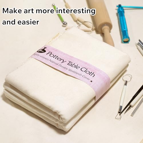 Pottery Tablecloth-Heavy Duty Linen Cotton Blend, 62x39 Inches, High Absorbency Textured Surface for Pottery Making, Oil Painting, Various Handmade Crafts (2PCS) - color: Pottery Tablecloth-2pc