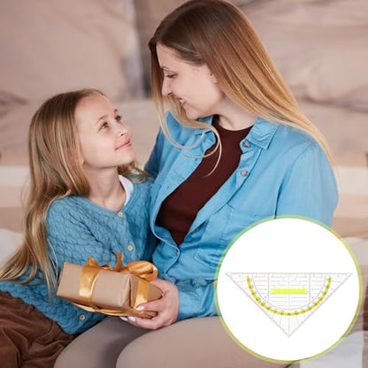 4 Pcs Multifunctional Triangle Ruler with Handle, Plastic Triangle Ruler Protractor Geometry Set Transparent Set Square Drafting Ruler for Architectors Designers Engineers Drawing Tools