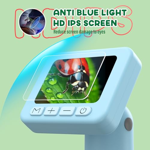 IMICHI Microscope for Kids 50X-1000X - 2 inch IPS HD Screen, 32GB Storage Card, 1080P Video, 2-Hour Battery Life, Easy Carry, Slides Included - Perfect Science Kit Gift for Kids Ages 8-12 Blue - color: Blue