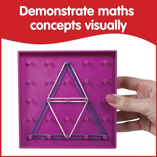 edxeducation Double-Sided Geoboards, Set of 6 with Rubber Bands
