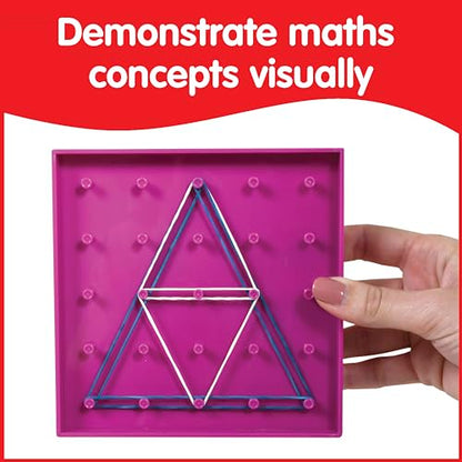 edxeducation Double-Sided Geoboards, Set of 6 with Rubber Bands