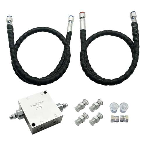 Amagogo Mini Excavator Cushion Valve Kit for 1/4" Hydraulic Hoses, Pre-Assembled Hydraulic Control Valve, M14x1.5 Threaded Steel Fittings, Excavator Attachment for Contractors Operators, Style A