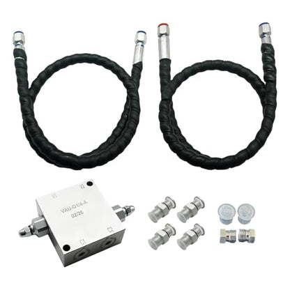 Amagogo Mini Excavator Cushion Valve Kit for 1/4" Hydraulic Hoses, Pre-Assembled Hydraulic Control Valve, M14x1.5 Threaded Steel Fittings, Excavator Attachment for Contractors Operators, Style A