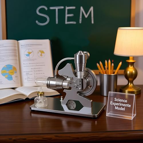 Sunnytech Hot Air Stirling Engine Motor Model Educational Toy Electricity Generator Colorful LED SC (SC005) - style: SC005