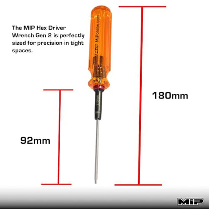 MIP 9208 Metric Hex Screwdriver RC Tools Kit (2.0mm) – Precision Hexagon Screwdriver for RC Cars, Quadcopter, Helicopter, and FPV Racing Drone Models - size: 2.0mm