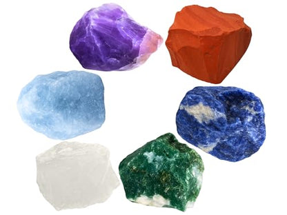 Amazing Gemstone Crystals for Diabetes Support, Set of 6 Moss Agate, Blue Calcite, Sodalite, Clear Quartz, Red Jasper and Amethyst Healing Crystals and Stones - color: Diabetes Support