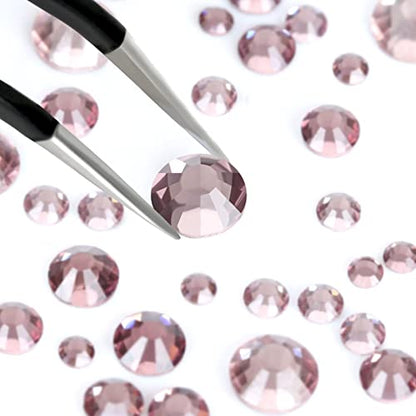 12 Grids 3792pcs Lt.Amethyst Flatback Rhinestones Set for Nail, Art, Crafts, Makeup, Tumblers Glitter Round with Tweezers and Picking Pen(SS6~SS20) - color: Lt.Amethyst