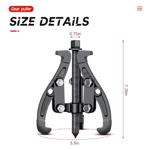 BELOMI 6 Inch 3-Jaw Bearing Puller with Reversible Jaws - size: 6 inch