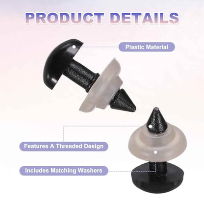 MECCANIXITY 50set 14mm Large Plastic Triangle Safety Noses Black with Washer for Crochet Stuffed Animal Doll Craft Puppet Plush Toy Bear - color: Black, size: 14mm