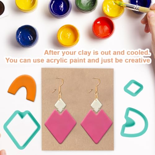 25Pcs Geometric Polymer Clay Cutters Set Circle Abstract Clay Earrings Cutters for Adults Polymer Jewelry Cutter with Earrings Accessories DIY Craft Supplies