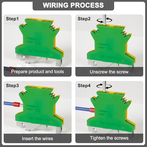 10Pcs USLKG2.5 Ground Circuit Connection Terminal Block, 2.5 mm²AWG - color: Green & Yellow, size: 10 Pcs