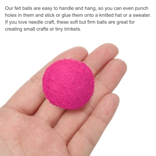 PATIKIL Wool Felt Balls Beads Wool Felting Pom 3.1cm 31mm Rose Red for Home Crafts Handcrafts Project DIY Pack of 10 - color: Rose Red
