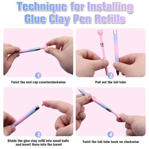 ZYNERY Diamond Art Pen, Diamond Painting Pens Refillable, Glue Clay Pens for Rhinestones, Gem Art Rhinestone Picker Tool for 5D Gem Painting Includes 6 Glue Clay Refills (Pink-Blue) - color: Pink-blue Pen + 6 Glue