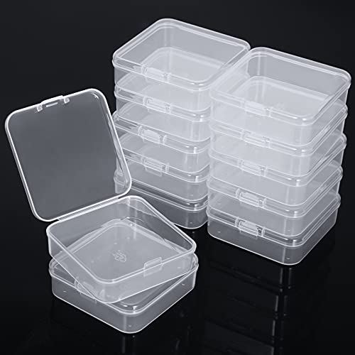 SATINIOR 48 Packs Clear Small Plastic Containers Transparent Storage Box with Hinged Lid for Small Items Crafts Jewelry (2.52 x 2.52 x 0.79 Inches) - size: 2.52 x 2.52 x 0.79 in
