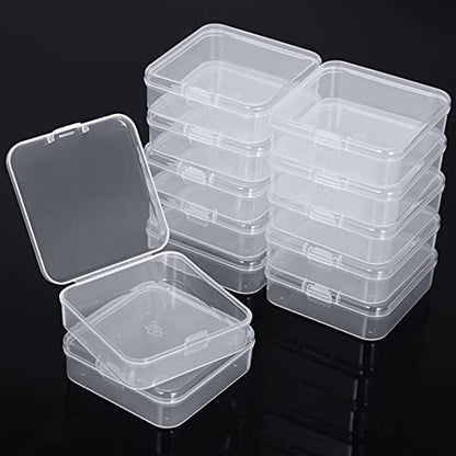 SATINIOR 48 Packs Clear Small Plastic Containers Transparent Storage Box with Hinged Lid for Small Items Crafts Jewelry (2.52 x 2.52 x 0.79 Inches) - size: 2.52 x 2.52 x 0.79 in