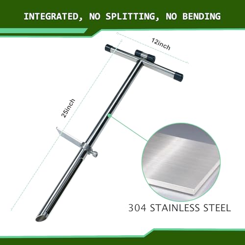KAXIWEI 20 Inch Soil Sample Probe 304 Stainless Steel, Soil Sampler Probe Tubular with Ejector and Foot Pedal for Soil Sampling Plant Care/Garden/Agriculture/Golf Course/Farm - size: 20 Inch