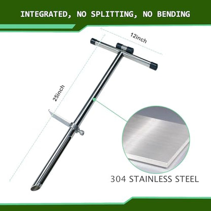 KAXIWEI 20 Inch Soil Sample Probe 304 Stainless Steel, Soil Sampler Probe Tubular with Ejector and Foot Pedal for Soil Sampling Plant Care/Garden/Agriculture/Golf Course/Farm - size: 20 Inch
