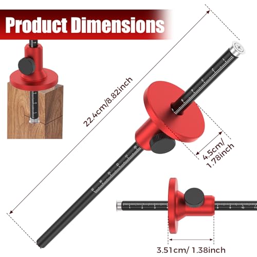 Wheel Marking Gauge for Woodworking, Micro Adjustable Dovetail and Mortise Marker with Dual Metric Imperial Scales, Aluminum Alloy Carpentry Tool