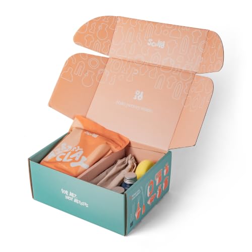Sculpd Pottery Kit, Air Dry Clay Starter Kit for Beginners with Paint Set, Starter Bundles Includes a Pottery Tool Set, 8 Paints, Waterproof Varnish, Paintbrushes & Step-by-Step Guide for Adults - style: Gloss Varnish with Pastel Tones