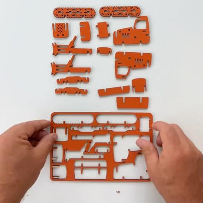 Little & Wood: Woodlet: Medium - Bulldozer - Orange 3D Wooden Kit-Set, Construction Vehicle Puzzle, Easy Assembly Model, Pop Build Fun, Ages 6+ - style: Bulldozer