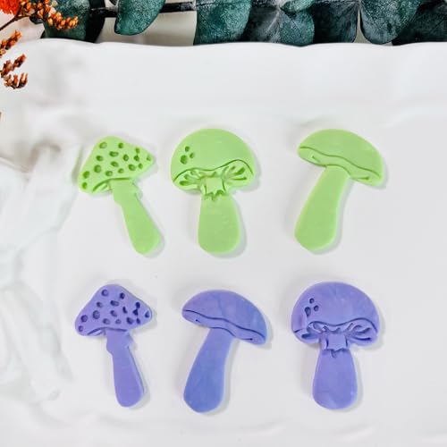 Xaekicr 3pcs Mushroom Clay Cutters – Polymer Clay Cutters for Earrings, Textured Clay Molds, Clay Tools for Polymer Clay Jewelry Making - color: 2N color