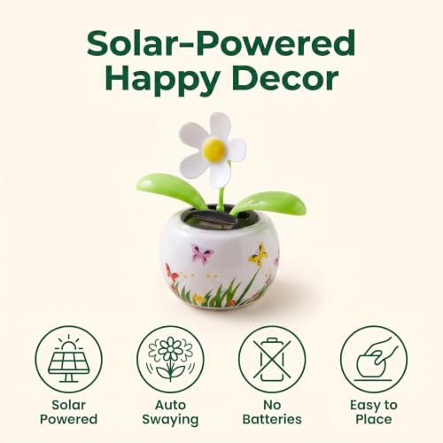 Solar Dancing Solar Powered Dancing White Flower in Colorful Shape Flip Flap Animated Bobblehead Dancer Window Sun Catcher Car Dashboard Decor Solar Power Kits，Learning and Education