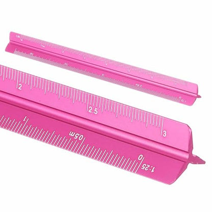 HARFINGTON Architectural Scale Ruler 7" Metric Aluminum Alloy Rose Red - color: Rose Red, size: 7 Inch