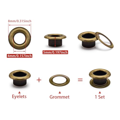 SEMINI 400 Sets 4mm Bronze Grommet Eyelet Kit for Fabric Leather Crafts - color: Bronze,4mm,400Set