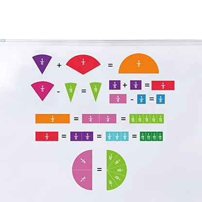 ZazzyKid Magnetic Fraction Tiles & Circles, 156pcs, 12 Color Coded, Fraction Manipulatives (Pack of 3) - size: Medium (Pack of 3)