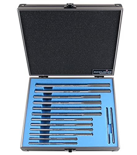 Accusize Industrial Tools Dowel Pin Reamer Size: 0.1230" Thru 0.4995", HSS M2 Premium Chucking Reamer Set, Right Hand Cut, 14 pcs Set, 5528-ST00 - size: 0.1230" thru 0.4995"