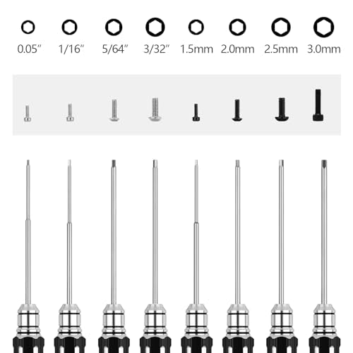 RC Tool Kit,Hex Screwdriver w/3/23",5/64",1/16",0.05",1.5/2.0/2.5/3.0mm - color: Black