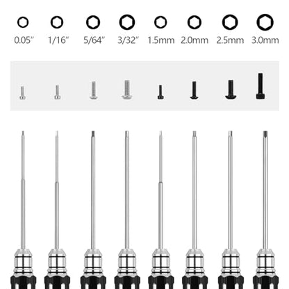 RC Tool Kit,Hex Screwdriver w/3/23",5/64",1/16",0.05",1.5/2.0/2.5/3.0mm - color: Black