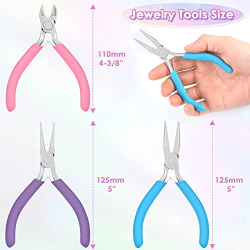 Pliers for Jewelry Making, Shynek Jewelry Pliers Set Includes Needle Nose Pliers, Round Nose Plier and Wire Cutters, Jewelry Making Tools for Jewelry Repair, Wire Wrapping, Beading and Crafts - style: Frosted Non-Slip Handle