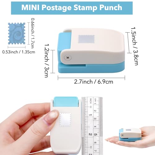 3 Pcs Stamp Punch, 1x0.8inch Medium Stamps Shaped Punch, 1 Inch Square Stamps Hole Puncher, 0.6x0.5 Inch Mini Rectangle Stamp Cutter, Lever Craft Paper Punches for Crafting Diy Scrapbooking Journaling - color: 1x0.8inch+1x1inch+0.6x0.5inch Stamp Punch