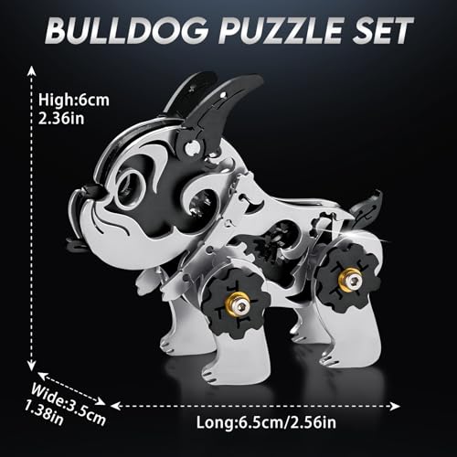 3D Metal Puzzles for Adults,Mechanical Bulldog Art Craft Gifts Toys - color: A5-bulldag