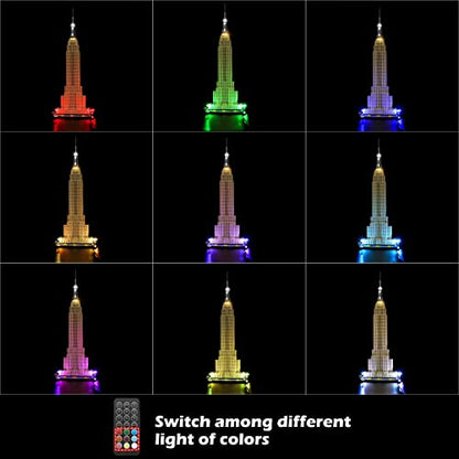 GEAMENT LED Light Kit (Remote Control) Compatible with Lego Empire State Building - Lighting Set for Architecture 21046 (Model Set Not Included)