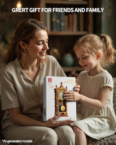 TYCOLE Vintage Pendulum Clock Building Toy, Real Working Clock Set