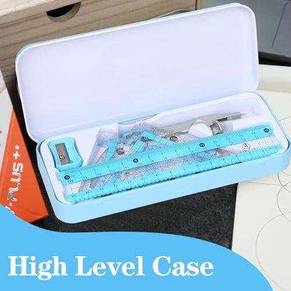 Compass Geometry Tool Geometry Set Drafting Drawing Compass and Protractor Set with Box Math Geometry Compass for Geometry Metal Compass Geometry Kit Drawing Tool for Measuring Drawings Study