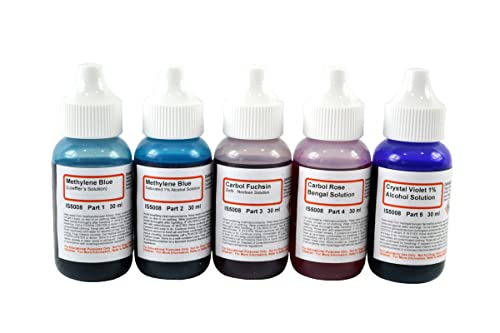AmScope SK-5 ALDON Innovating Science Bacteria Stain Set - 5 Microscope
