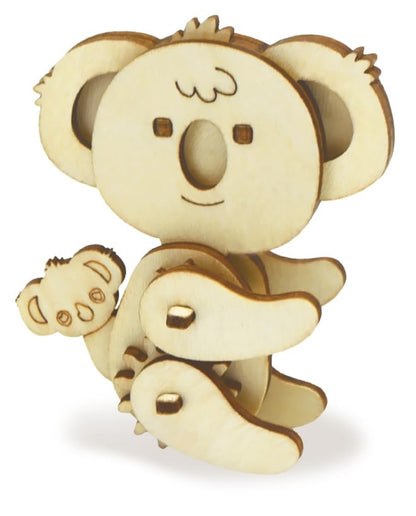 Wooden 3D Puzzle for Kids & Adults - Koala Model with Mechanical Gears, 1 Piece, 6.75 x 5.0 inches, Wood Craft, Ages 8+, Unisex - style: Koala