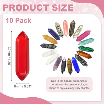 MECCANIXITY 10 Pack Red Quartz Crystals, Polished Crystals Bulk Hexagonal Shaped Meditation Gemstone for Jewelry Making Energy Balance Accessories Gifts - color: Red Quartz