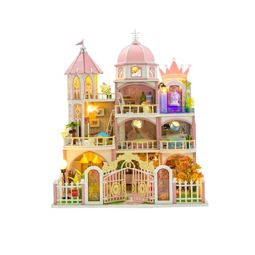 DIY Book Nook Kit with LED Light, Miniature Dollhouse, 3D Wooden Puzzle, Bookshelf Insert Decor Craft Gift (750 PCs Windsor Castle) - style: Windsor Castle 750pcs