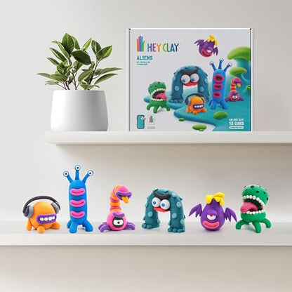 HEY CLAY Aliens Air Dry Clay Kit for Kids Modeling Set for Children Age 3+ - color: Aliens