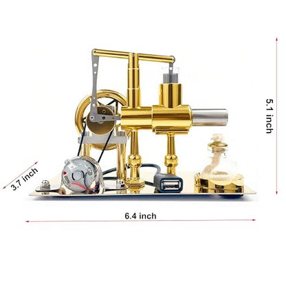 MagicTech Hot Air Stirling Engine Motor Electricity Power USB Cylinder Metal Physics Education Model JY27 - size: 6.4 x 3.7 x 5.1 Inch