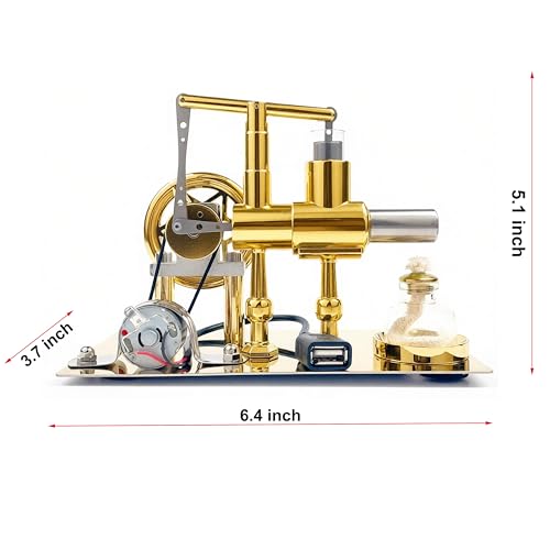 MagicTech Hot Air Stirling Engine Motor Electricity Power USB Cylinder Metal Physics Education Model JY27 - size: 6.4 x 3.7 x 5.1 Inch
