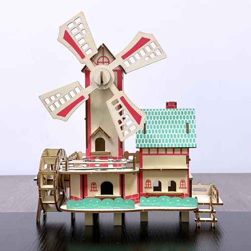 Log Cabin 3D Wooden House Puzzle,DIY Mini Building Model Kit，015 - color: 015